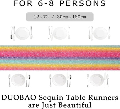 12x72-Inch 72 Inch DUOBAO Rainbow Sequin Table Runner Coffee Table Runners Dining Home Decor Christmas Runners