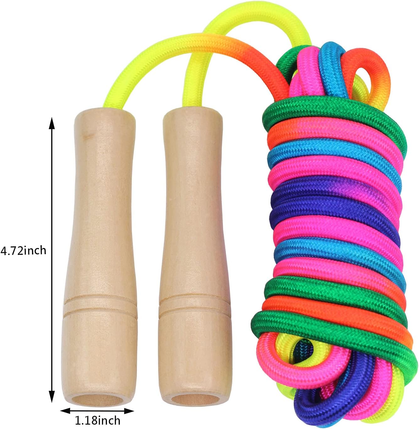 16 FT Long Jump Rope for Kids, 1 Pack Double Dutch Skipping Rope with Wooden Handle, Multiplayer Rainbow Jumping Rope for Outdoor Fun, School Sport, Party Game