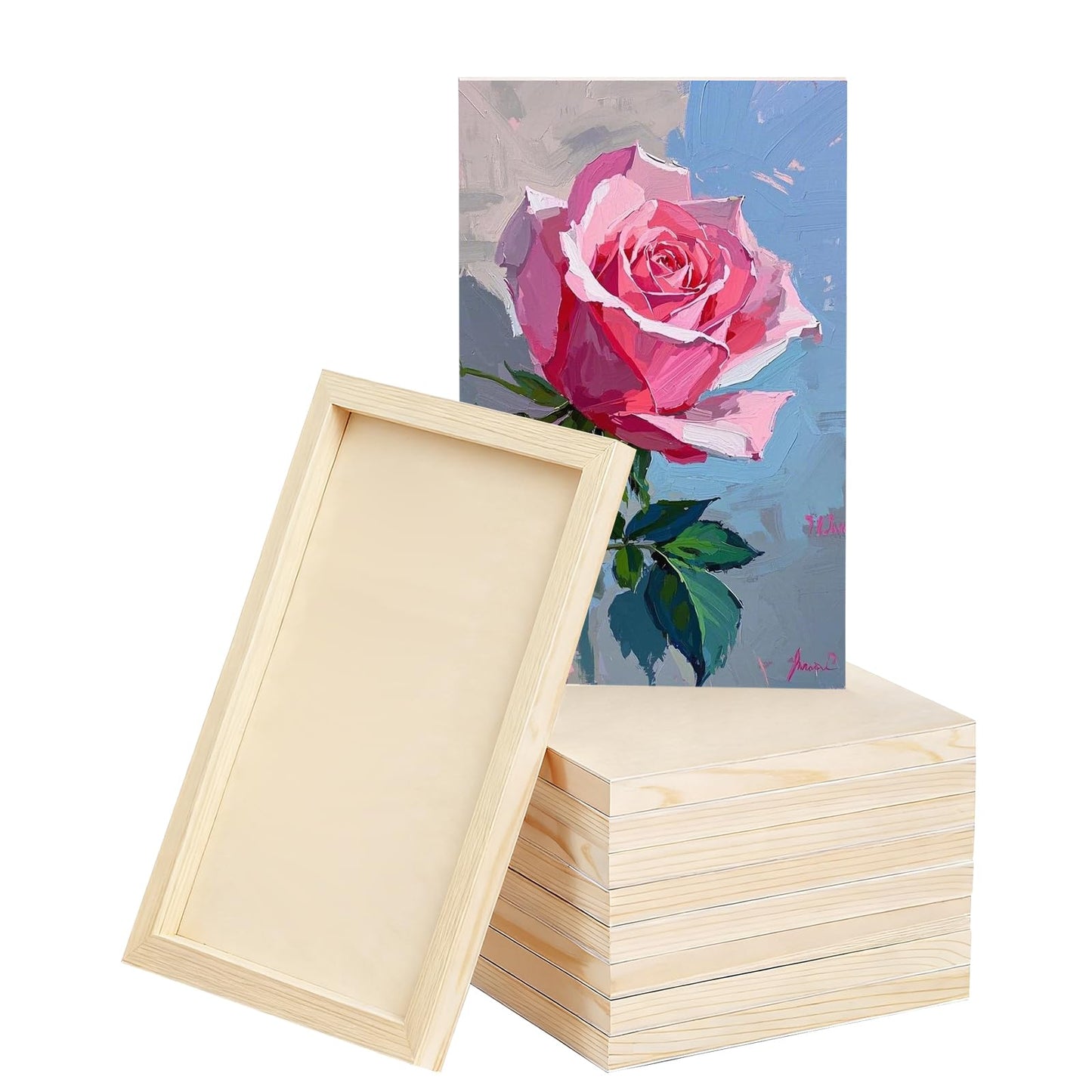 8 Pack 6 x 12 inch Wood Panel Boards,Unfinished Wood Frames for DIY Art Projects, Square Canvas for Painting, Pouring, Arts Use with Oils, Valentine's Day Halloween Christmas Decorative Panel Canvas