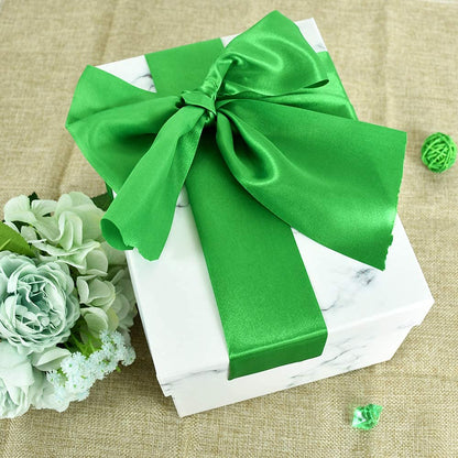 TONIFUL 4 Inch x 22 Yards Wide Green Satin Ribbon Solid Fabric Large Ribbon for Cutting Ceremony Kit Grand Opening Chair Sash Table Car Bows Gift Wrapping Wedding Party Decoration Christmas
