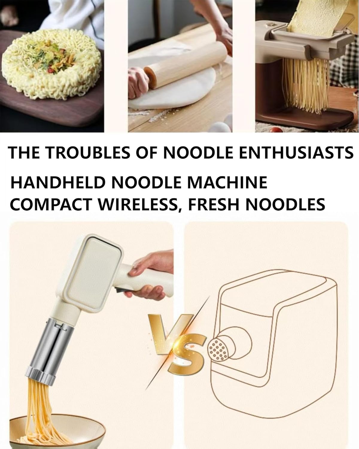 KabFbit 9 2 Nozzles Electric Pasta Machine, Household Handheld Wireless Noodle Machine. A Homemade Noodle Machine