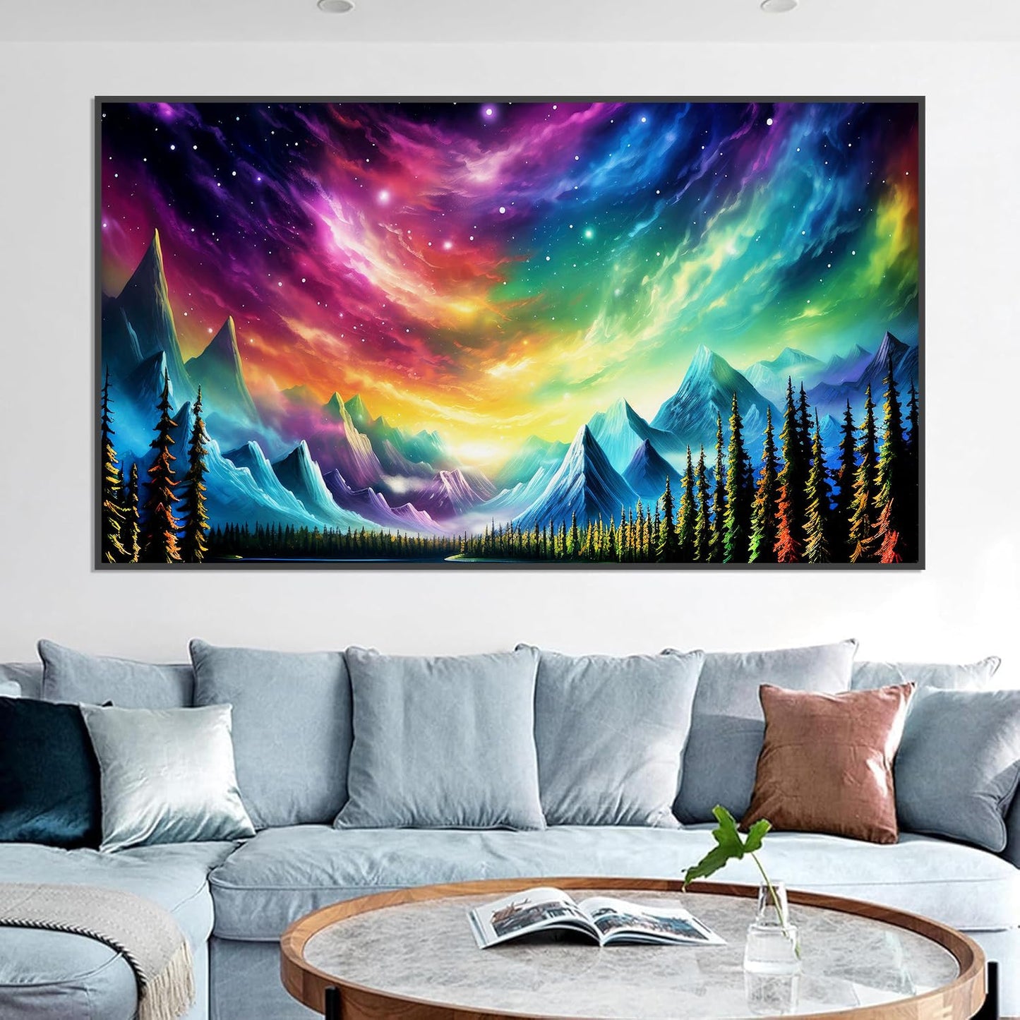ijbnhd 5D Large Diamond Painting Kits for Adults, 5D Mountain Extra Large Diamond Art Kits, Full Drill Crystal Rhinestone Aurora Gem Art Home Wall Decor Gift(28X 16inch)