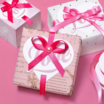 Ribest Pink Double Faced Satin Ribbon Set, 3/8 Inch White, Light Pink, Pink, Hot Pink, Fuchsia Ribbons for Valentine's Day Gift Wrapping Crafts Wedding Baby Shower, 5 Rolls × 10 Yards Total 50 Yards