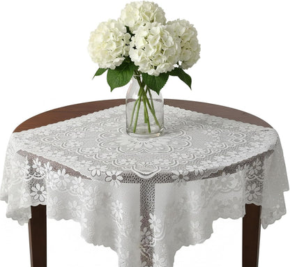 Yuomeaz 35 35 Inch White Lace Table Cloth, x Square Lace Tablecloth, Vintage Embroidered Style Crochet Tablecloths