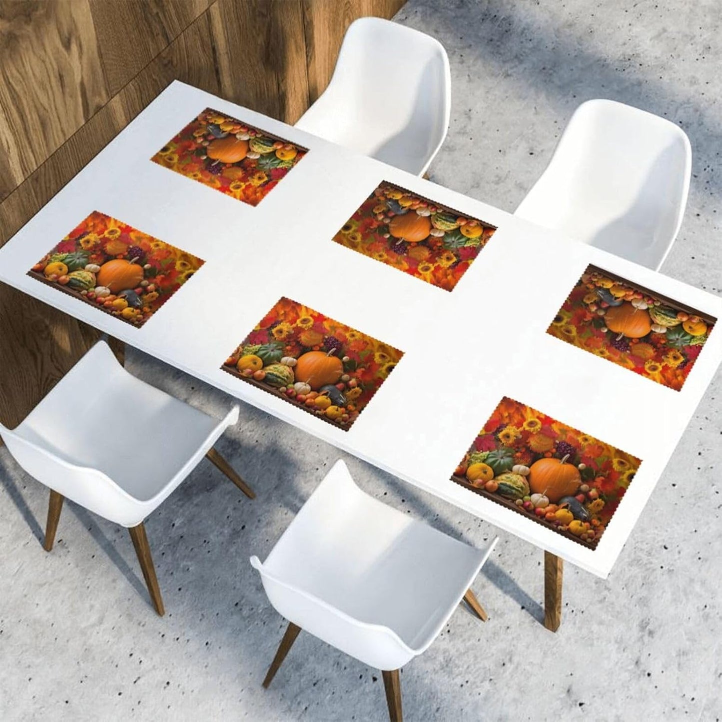 Autumn Fall Pumpkins Placemats Set of 6, Non Slip Heat-Resistant Washable Table Place Mats for Kitchen Dining