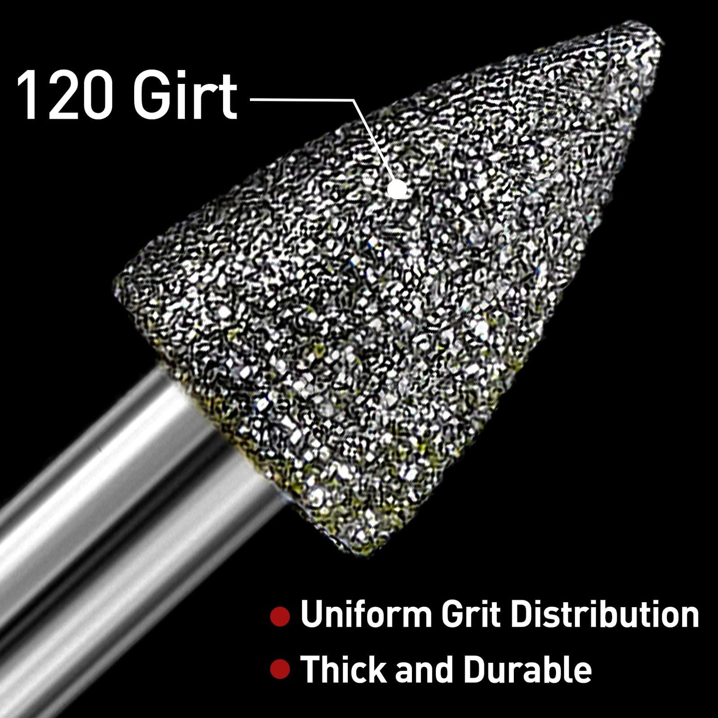 40Pcs 120 Grit Diamond Grinding Bits Compatible with Dremel Rotary Tool, Stone Carving Diamond Drill Bits with 1/8 Inch Shank for Stone Carving, DIY Grinding, Polishing, Engraving
