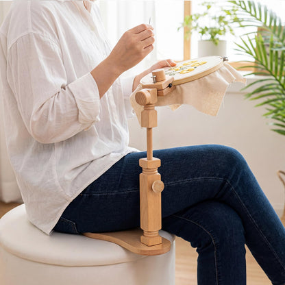 Tosnail Beech Wood Adjustable Rotatable Embroidery Hoop Stand with 3 Hoops, 6 Inch, 7 Inch, 8 Inch, Cross Stitch Frame Holder for Hand Embroidery, Cross Stitch, Needlepoint, Sewing Project