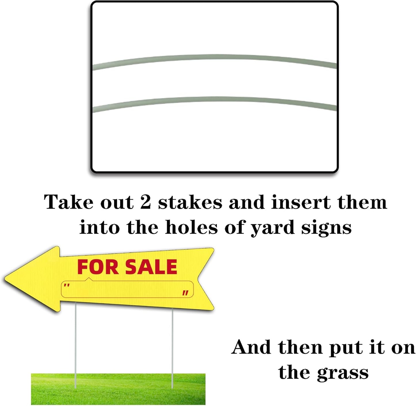 Yellow Arrow Yard Signs, 16 x 5 Inches, Double Sided Outdoor Estate Sale Signs, Plastic, 3 Pack with Stakes