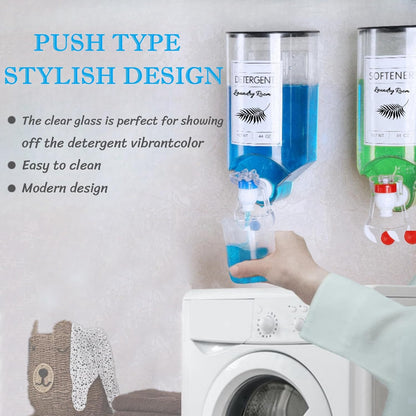 BLIRITEL 2 44 oz PCS Laundry Detergent Dispenser, Wall Mounted Laundry Soap Dispenser with Faucet Liquid Detergent