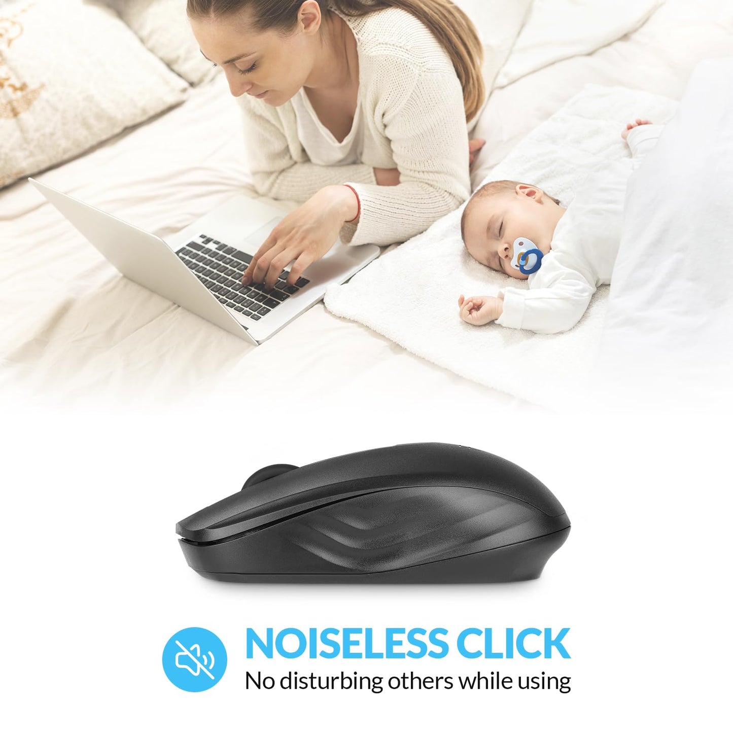 Rii Wireless Mouse, 2.4G Portable Computer Mice for PC, Laptop, Windows,Office Included Wireless USB dongle (Black)