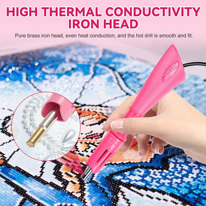 Maxmartt Hotfix Applicator Tool, DIY Hot Fix Rhinestone Setter, Quick Heating Hot Fix Wand Rhinestone, DIY Applicator Embellishment Tools, for Setting Rhinestones and Beads (Pink)