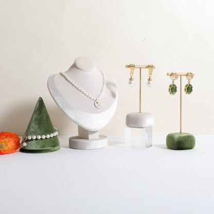 CHISTOR Velvet Earring T Bar Stand Jewelry Display, Earring Display Holder for Selling, Jewelry Storage Organizer【Beige】