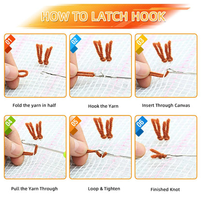 AKZYTUE 12 Rolls Latch Hook Yarn, Precut Rug Yarn for Latch Hook Kits, Crochet Yarn Bundles for Latch Hook Rug Making, DIY Tapestry Crafts for Adults & Beginners,Khaki
