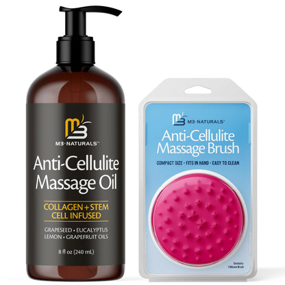 M3 Naturals Firming Body Massage Oil with Collagen & Stem Cell – Helps Smooth The Appearance of Cellulite & Improve Skin Texture – Refreshing Aromatherapy Body Oil for Legs & Full Body – 16 Fl Oz