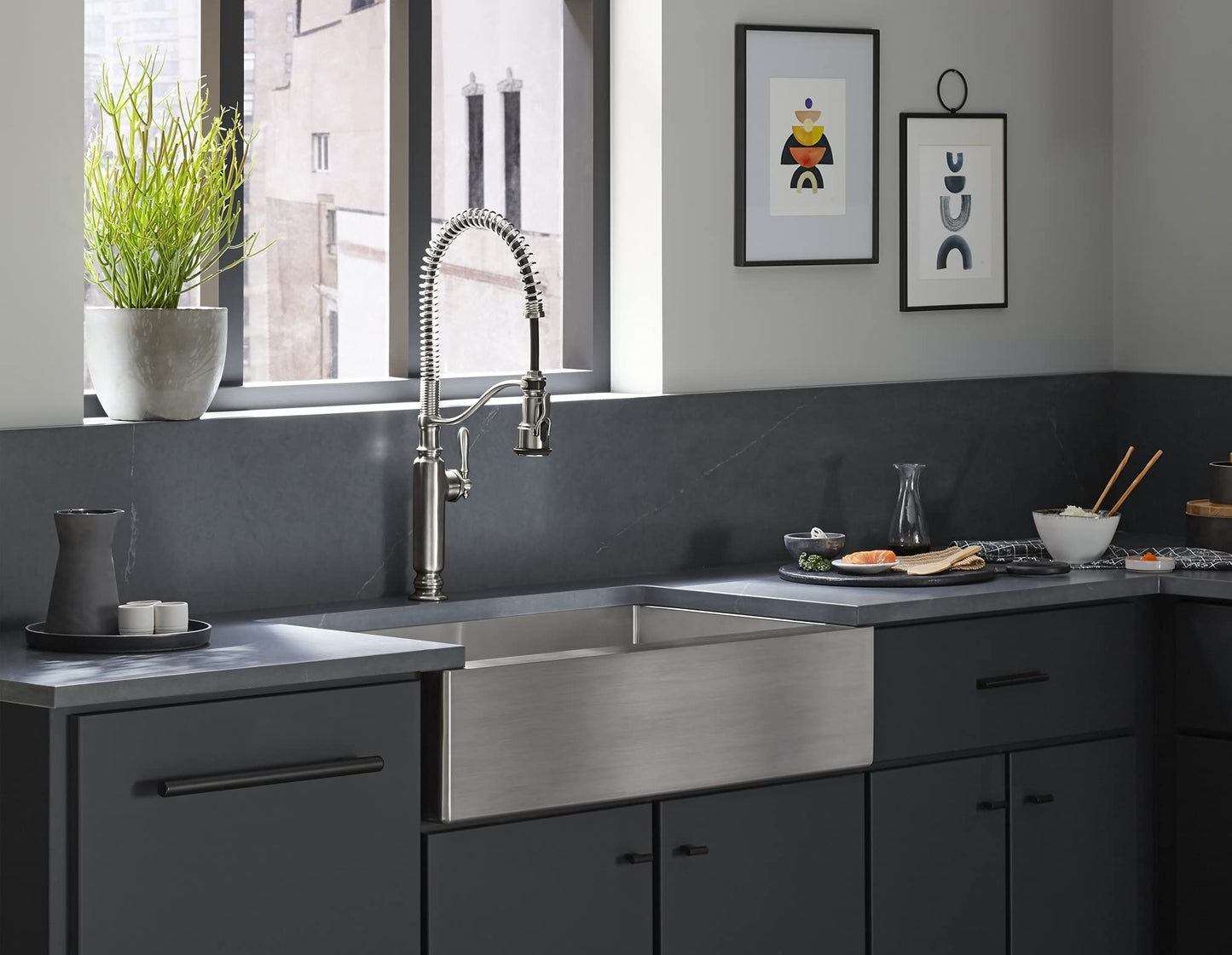KOHLER Tournant Semi-Professional Pull-Down Kitchen Sink Faucet, Commercial Kitchen Faucet with Pull Down Sprayer, 77515-CP, Polished Chrome