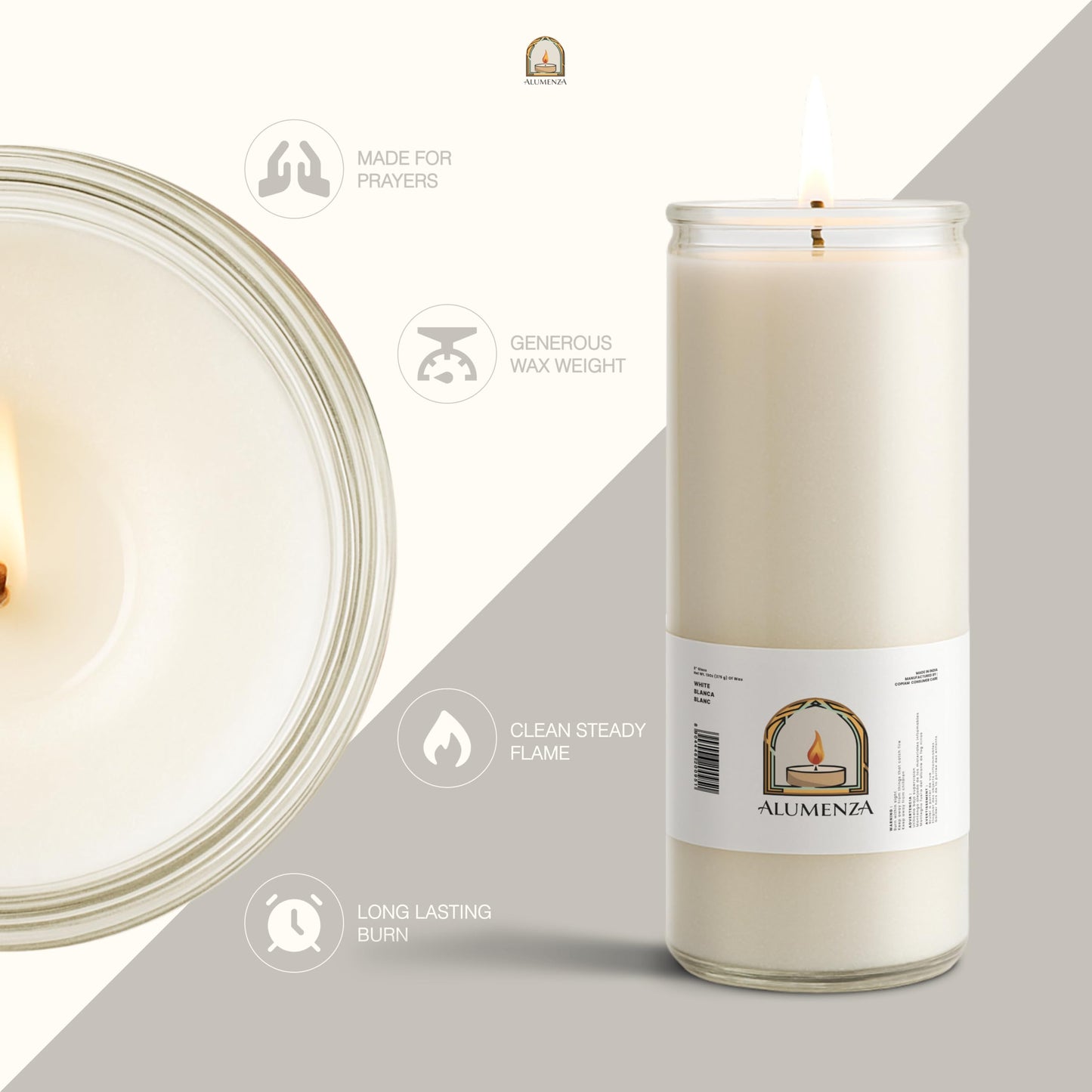 Alumenza 3 Pack Virgen de Guadalupe Candle in Glass Jar 90 Hours– Paraffin Wax, Clean Burning Unscented | Large & Tall Devotional Prayer Pillar Candles for Home, Memorial, Rituals