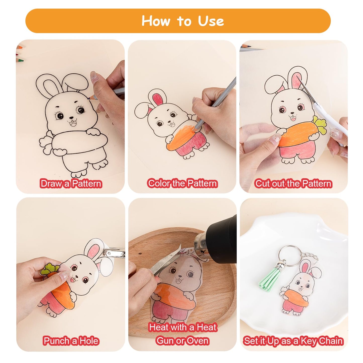 Csyidio 251 PCS Shrink Dink Keychain Kit Includes 20 Sheets Shrink Plastic Sheets, Hole Punch, Tassels, Lobster Clasps, Keychain Clip, Jump Rings, Key Ring, Great for DIY Fathers Day Crafts