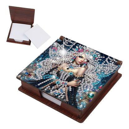 JISHSHAY Diamond Painting Note Box Fairy Diamond Art Sticky Note Holder Elf Gem Painting Notecard Box Gem Art Mosaic Kits for Adults Embroidery Kit Memo Pad Holder,Contains 160 Sheets of Paper