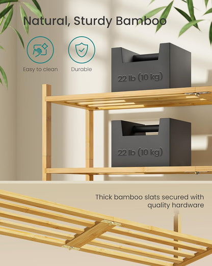 Closet, 4-Tier, 15-20 ULBS054YL01 SONGMICS Bamboo Shoe Rack for Stackable Shoe Oragnizer with Modular Structure