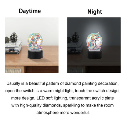 JISHSHAY Diamond Painting Night Light Diamond Art Table Lamps Gem Art LED Lights Gem Painting Desk Lamp Mosaic Kits for Adults DIY Kits for Adults Paint by Numbers,with Special Shaped Crystal,Unicorn