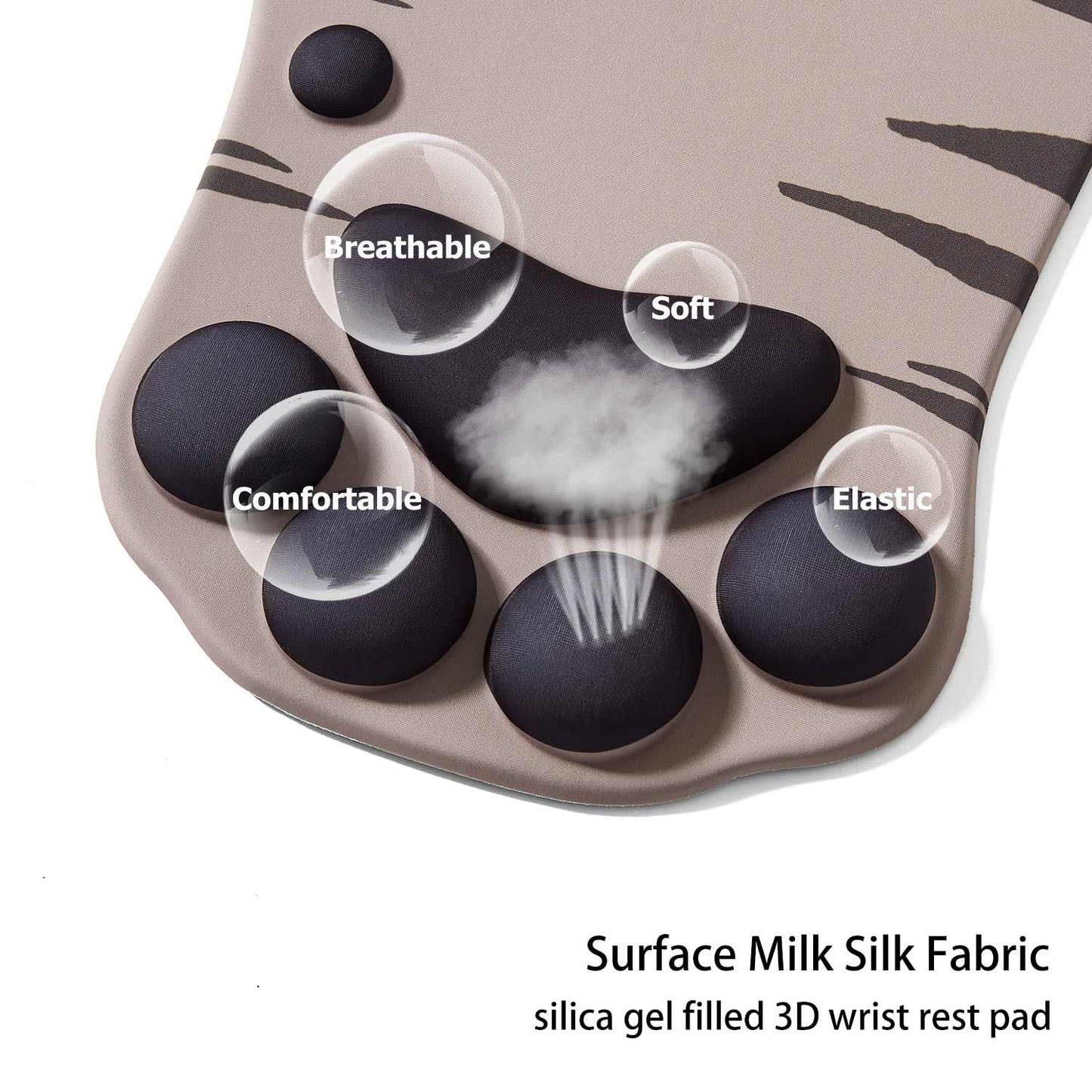 DOBAOJIA Mouse Pad Cat Paw, Ergonomic Mouse Pad, Mouse Mat with Wrist Support, Silicone Gel Mouse Pad, Cute Mouse Pad, Kawaii Mouse Pad, for Home/Office/Gaming, Mouse Mat Grey & Black