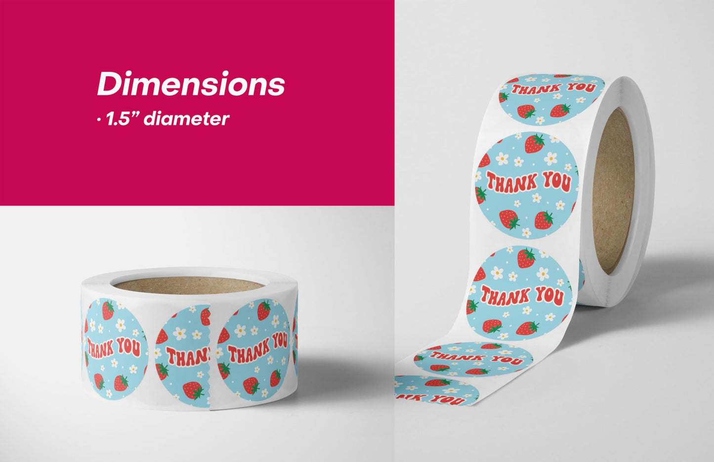 Package Mint 1.5" Round Cute Thank You Stickers - 500 Count Thank You for Supporting My Small Business Stickers - Waterproof and Self-Adhesive Seals for Boxes, Gift Bags, Envelopes - Strawberry