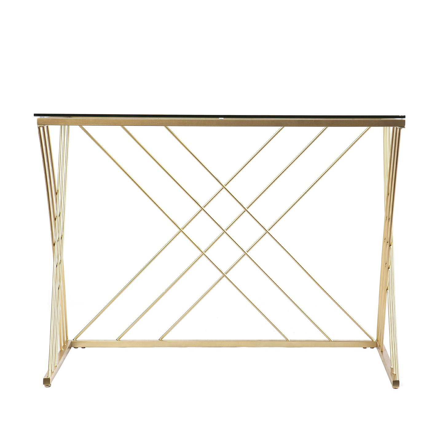 SEI Furniture Dezby Modern Glass-Top Desk, Silver