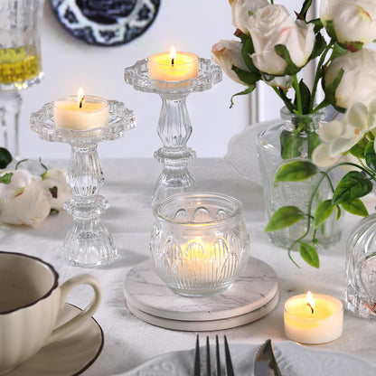 Simeitol 100 Pcs Soy Wax Tealight Candles (6 Hour Burn Time) White Unscented Votive Candles, Smokeless & Extended Burn Time Clear Cup Tea Lights for Weddings, Home, Emergencies