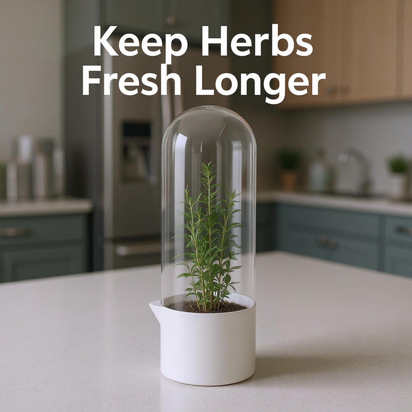 NIMBLOOM 3 Pcs Herb Keeper for Refrigerator, Large Fresh Herb Keeper with Independent Water Refill Port, 10.2 in Tall Herb Saver Container