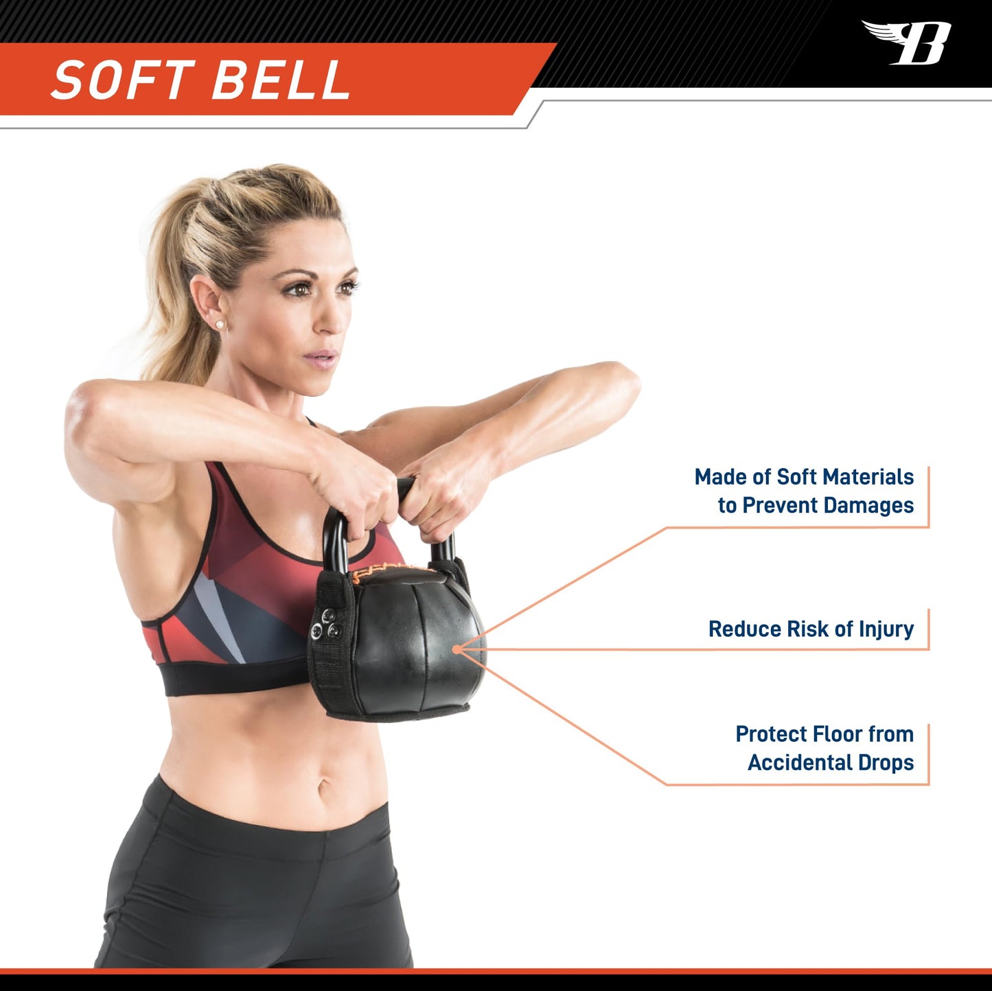 BIONIC BODY by Marcy Soft Kettlebell with Handle for Weightlifting, Conditioning, Strength and core Training