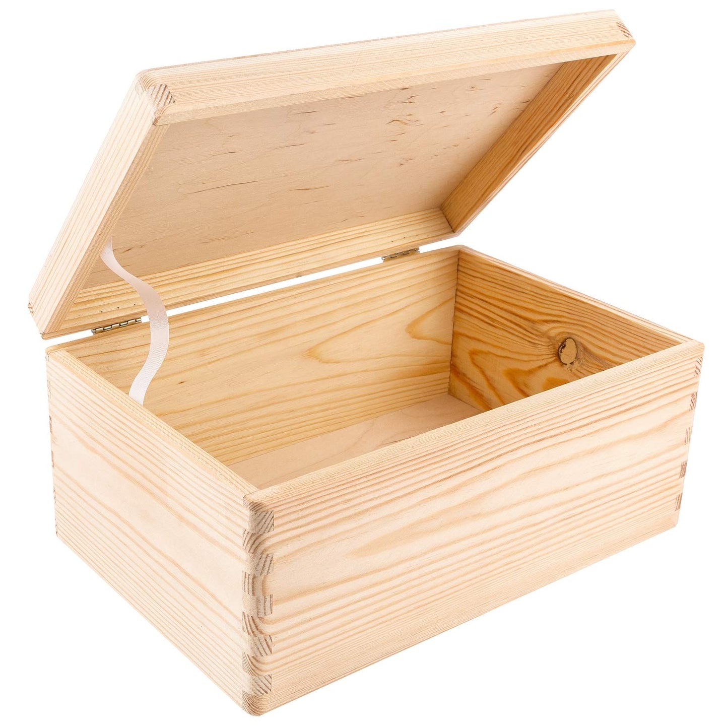 Creative Deco Large Wooden Storage Box with Hinged Lid | 11.8 x 7.87 x 5.51 inches (+-0.5) | Plain Unpainted Unfinished Gift Box for Tool Toy Crafts Jewelry | ROUGH & UNSANDED Wood Keepsake Chest
