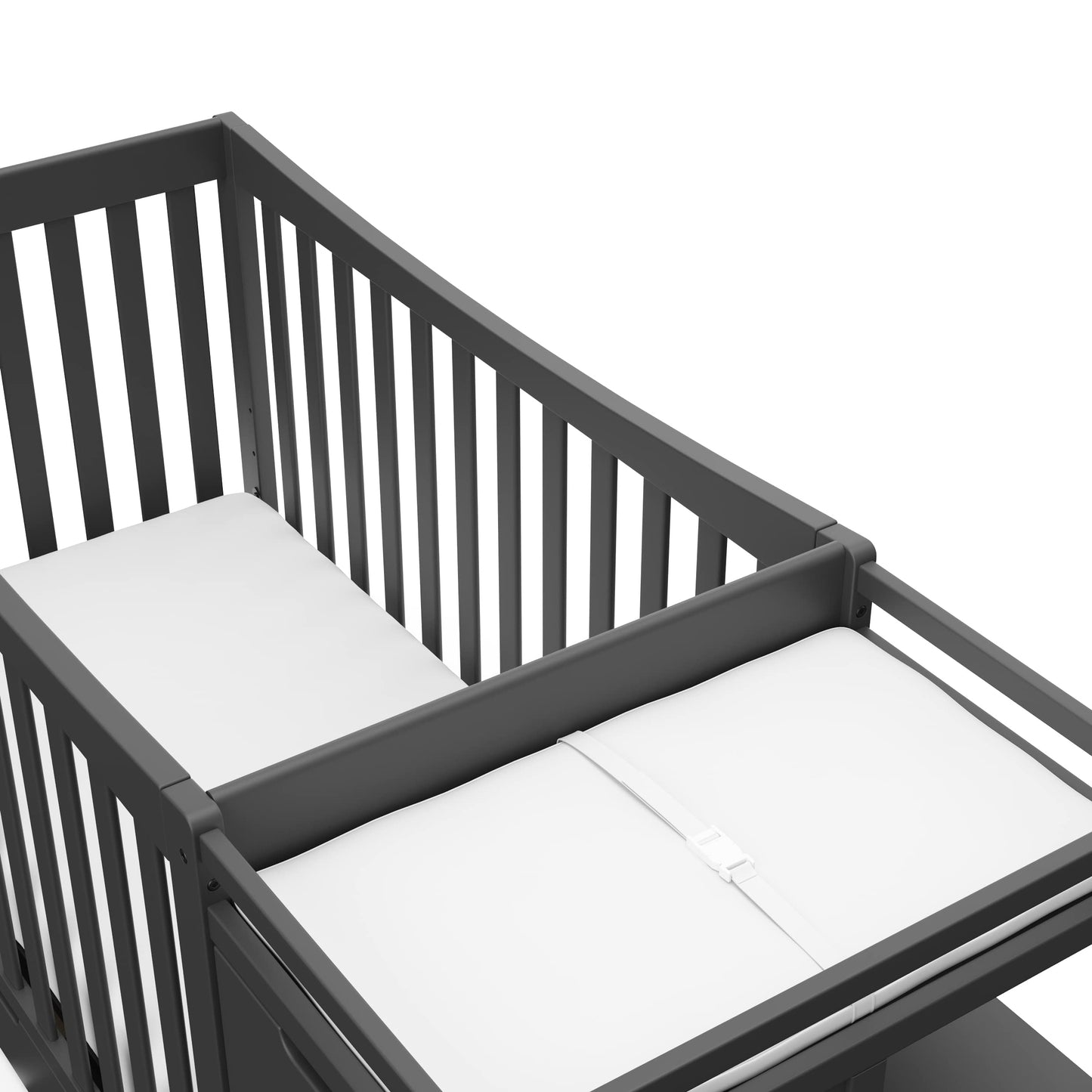 Graco Remi 4-in-1 Convertible Crib & Changer (Gray) - with Graco Premium Foam Crib & Toddler Mattress