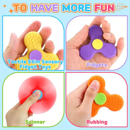 24 PCs Valentines Day Cards with Fidget Spinner for Kids Classroom, Textured Sensory Fidget Toys with Valentine Cards, Kids School Classroom Exchange Prizes Gifts Rewards Stress Relief Party Favors