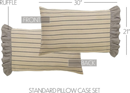 VHC Brands Sawyer Mill Tan Pillow Case Set – Standard Pillowcase Set of 2, 21x30, Dark Creme White.