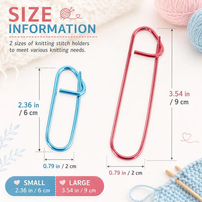 LOGOFUN 50pcs Stitch Holders for Knitting Aluminum Yarn Stitch Holders Safety Pins Crochet Knitting Notions (Random Colors)