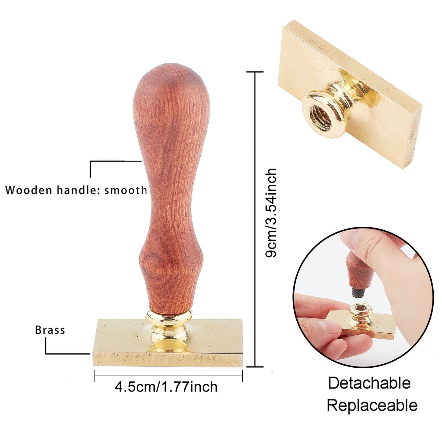 CRASPIRE Cherry Blossom Stars Wax Seal Stamp Rectangle Removable Brass Head with Wooden Handle for Wedding Invitations & Gift Wrap