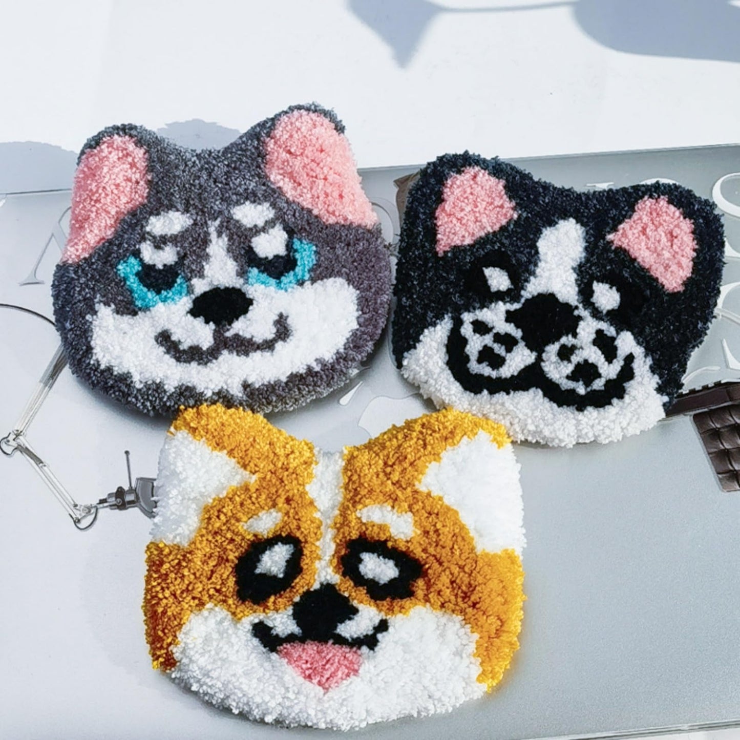 Avtytsda 6PCS Punch Needle Coaster Kit,Easy Punch Needle DIY Embroidery Set with Tools, Yarns, Hoop, Instructions Easy for Beginners, Kids, Adults, Handmade Gift and Decoration (Cute Dog)