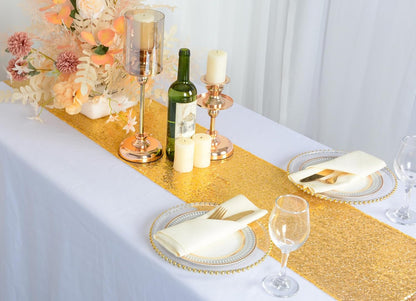 ShinyBeauty Gold Table Runners 2 Packs, 12inx108in Sequin Glitter Table Runner for Weddings, Fall Table Decor