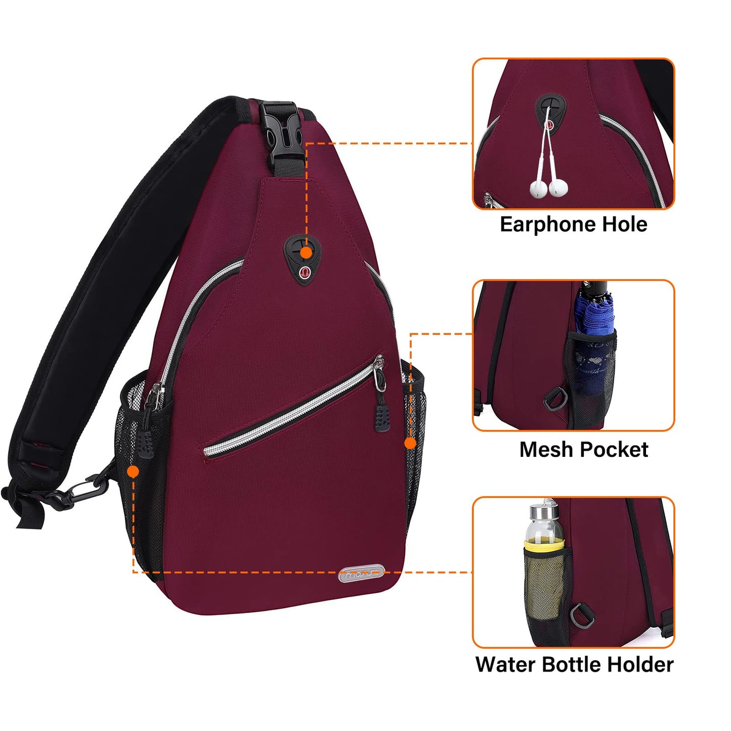 MOSISO Sling Backpack, Multipurpose Crossbody Shoulder Bag Travel Hiking Daypack