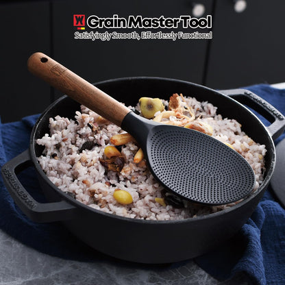 WAGENSTEIGER Silicone Rice Paddle with Wooden Handles: Non-Stick Rice Spoon, Mashed Potato Serving Spoon, Heat Resistant Cookware, Protects Surfaces with Gentle Head Design