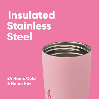 Owala SmoothSip Coffee Tumbler - Insulated Stainless Steel, BPA-Free, 12 oz, Pink (Pucker Up) | Reusable Travel Mug