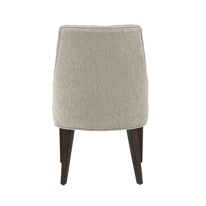 Manhattan Comfort Beever Modern Dining Chairs with Arms, Luxurious Chenille Upholstery, Foam Padded Seat, Rubberwood Legs, Sloped Ergonomic Back, Kitchen and Dining Room Furniture, Set of 2, Taupe