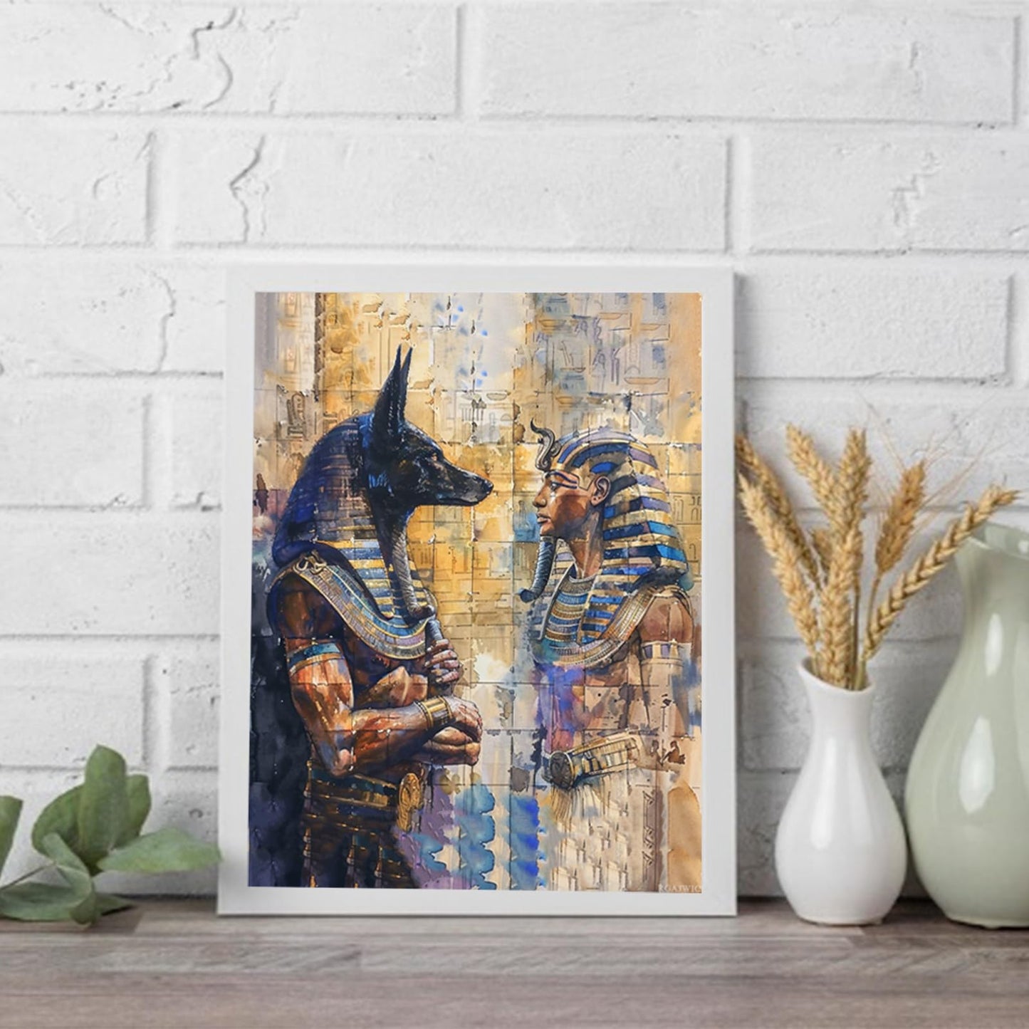 RGAJWIC Egyptian God Anubis and Pharaohs Diamond Art Painting Kits for Adults Beginners 5D Full Round Drill Diamond Art Sets Paint by Diamonds Art Crystal Easy Home Wall Decor 30x40 cm