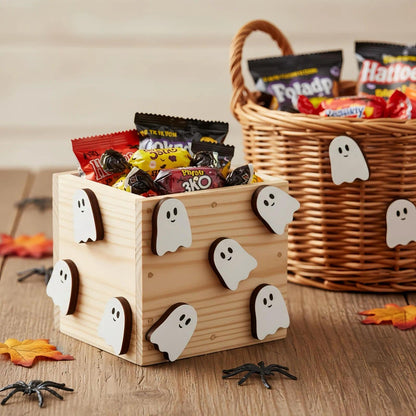 60 Pieces Wooden Ghost Mini Wood Figures Embellishment, 0.79×0.98 Inch Small Halloween Ghost Craft DIY Decorations, Wooden Ghost Embellishments for Party Favors, Scrapbooking, Halloween Home Décor