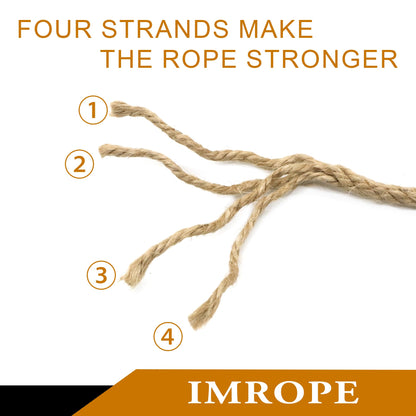 IMROPE 5mm x 300 Feet Natural Jute Rope, Twine for Gardening Tomato Climbing Plant Tie Floristry Crafts Gift Wrapping Packing Decor