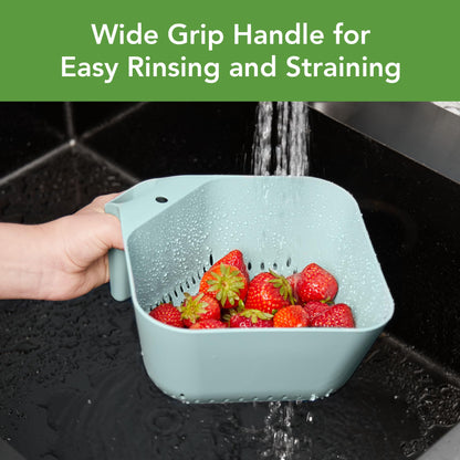 Tovolo Tovolo 3 Quart Colander BPA Free Food Safe Plastic Strainer with Handle Heavy Duty Heat Resistant Pasta and Veggies Kitchen Drainer Steam Basket Dishwasher Safe, Charcoal Gray