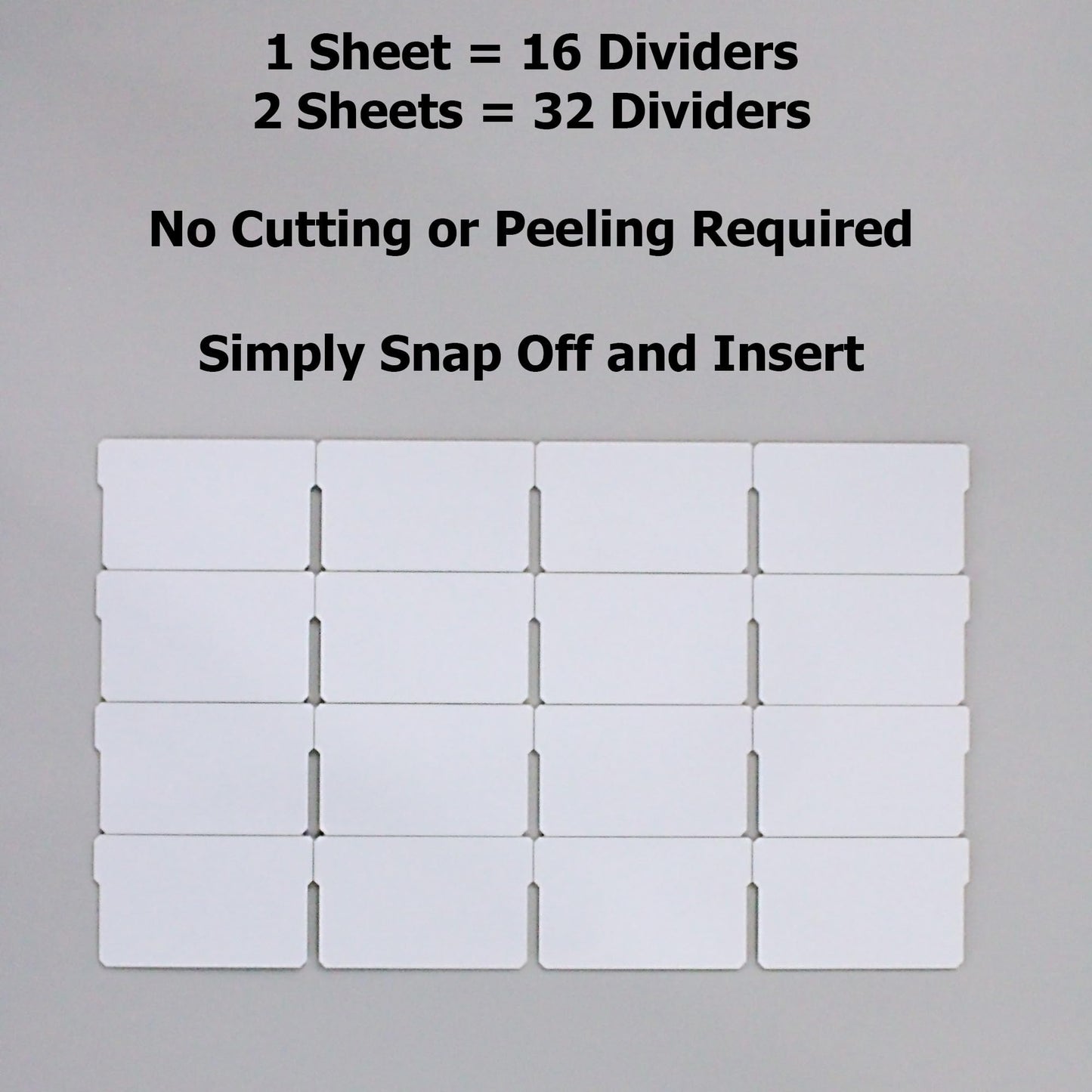BIN BETTER (32-Pack) Small Drawer Dividers compatible with Craft Cabinet and Hardware Storage Organizers, (Dividers Only) Made of High-Strength Fiberglass, Easy to Label