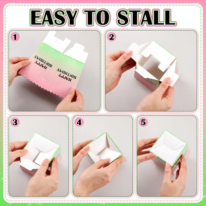 Zhehao 50 Pcs Pink and Green Popcorn Boxes Witch Popcorn Cup Paper Holder Pink and Green Party Favor for Happy Birthday Party Favor Halloween Supplies Decorations