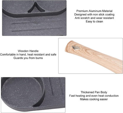 Nonstick Egg Pan, Aluminum Omelette Frying Pan, 2 Cups Pancake Pan for Breakfast