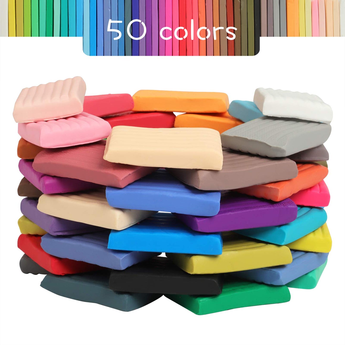 Aestd-ST Polymer Clay 50 Colors, Modeling Clay for Kids DIY Starter Kits, Oven Baked Model Clay, Non-Sticky Molding Clay with Sculpting Tools, Gift for Children and Artists